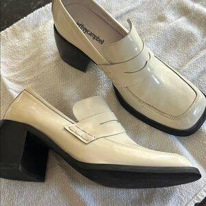 Jeffrey Campbell Ecole penny loafers in white patent leather